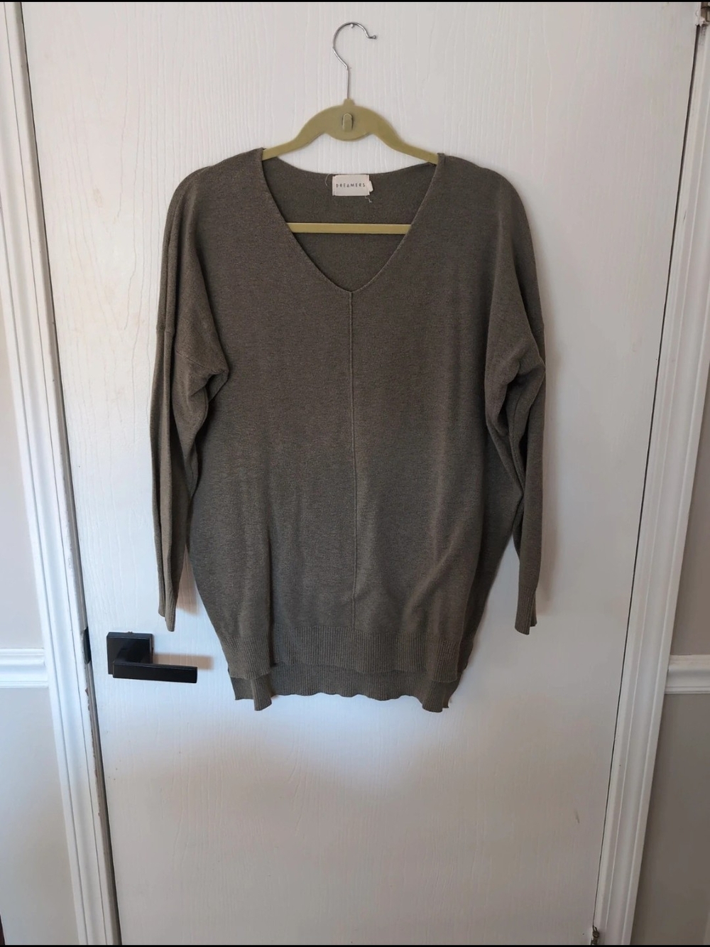 Dreamers Army Green Cozy V-Neck Sweater